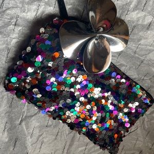 Multicolor mac sequins pouch